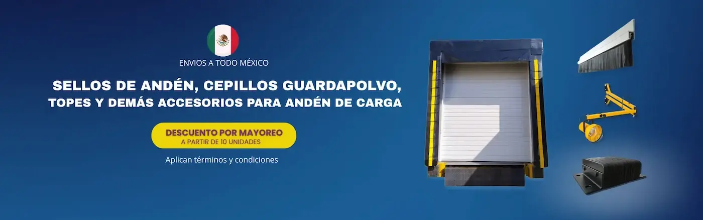 Equipos logísticos Gurutics: sellos, topes, lámparas y cepillos para andén